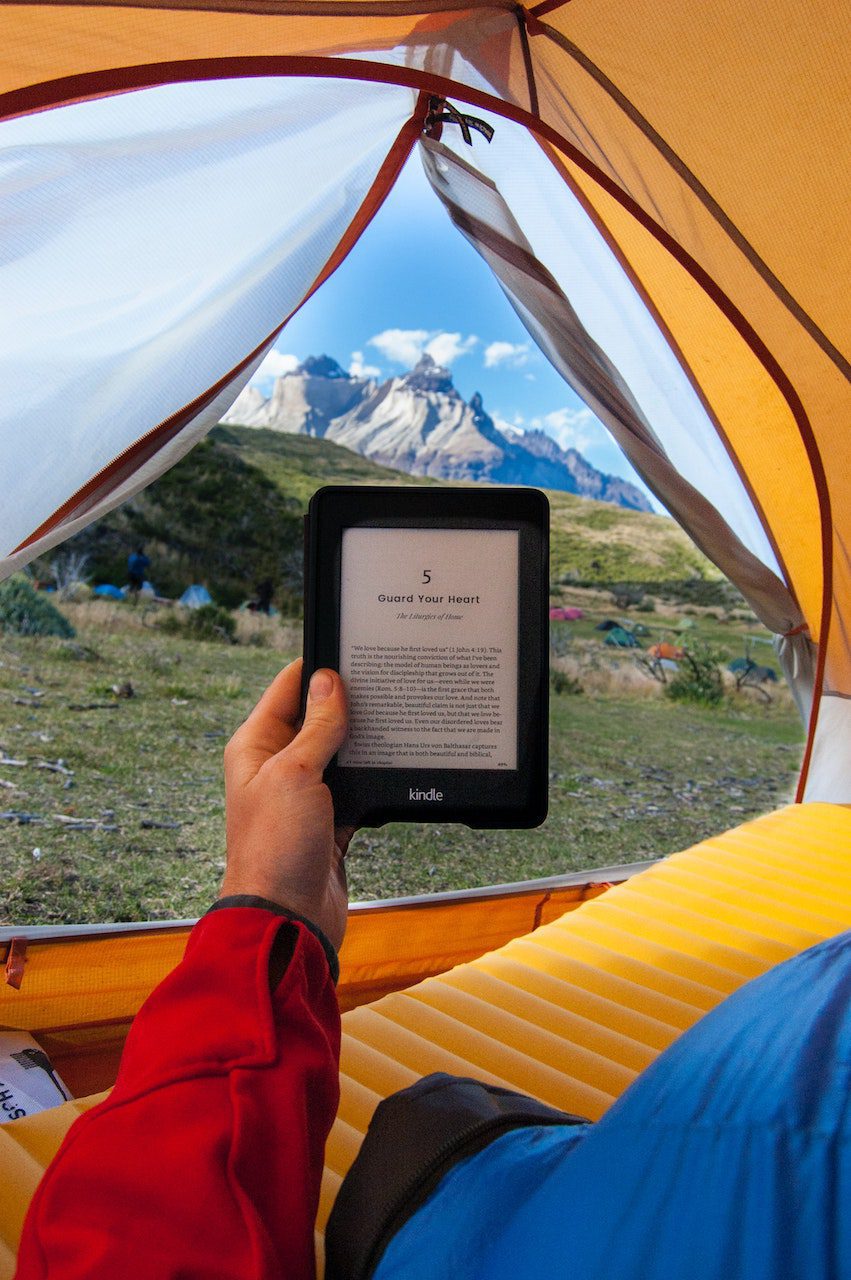 reading on kindle after hiking